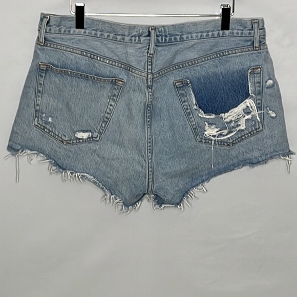Agolde Parker Button Fly Cut Off Distressed Cotton Shorts - Size 32 - Picture 4 of 9
